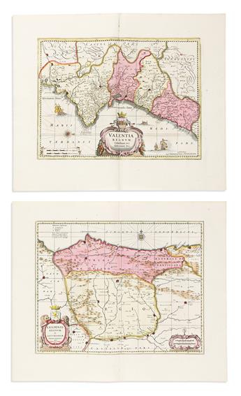 (SCHENK & VALK); after Johannes Janssonius. Group of 6 double-page engraved maps with fine original hand-color.